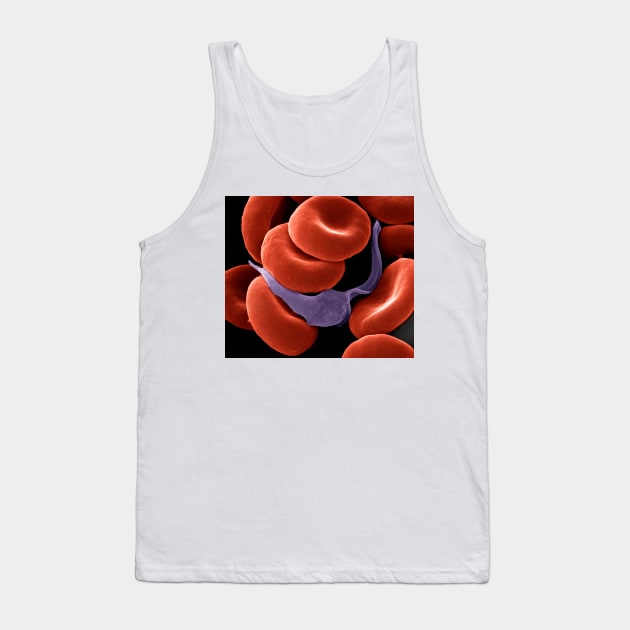 Trypanosome amongst blood cells, SEM (C021/7271) Tank Top by SciencePhoto